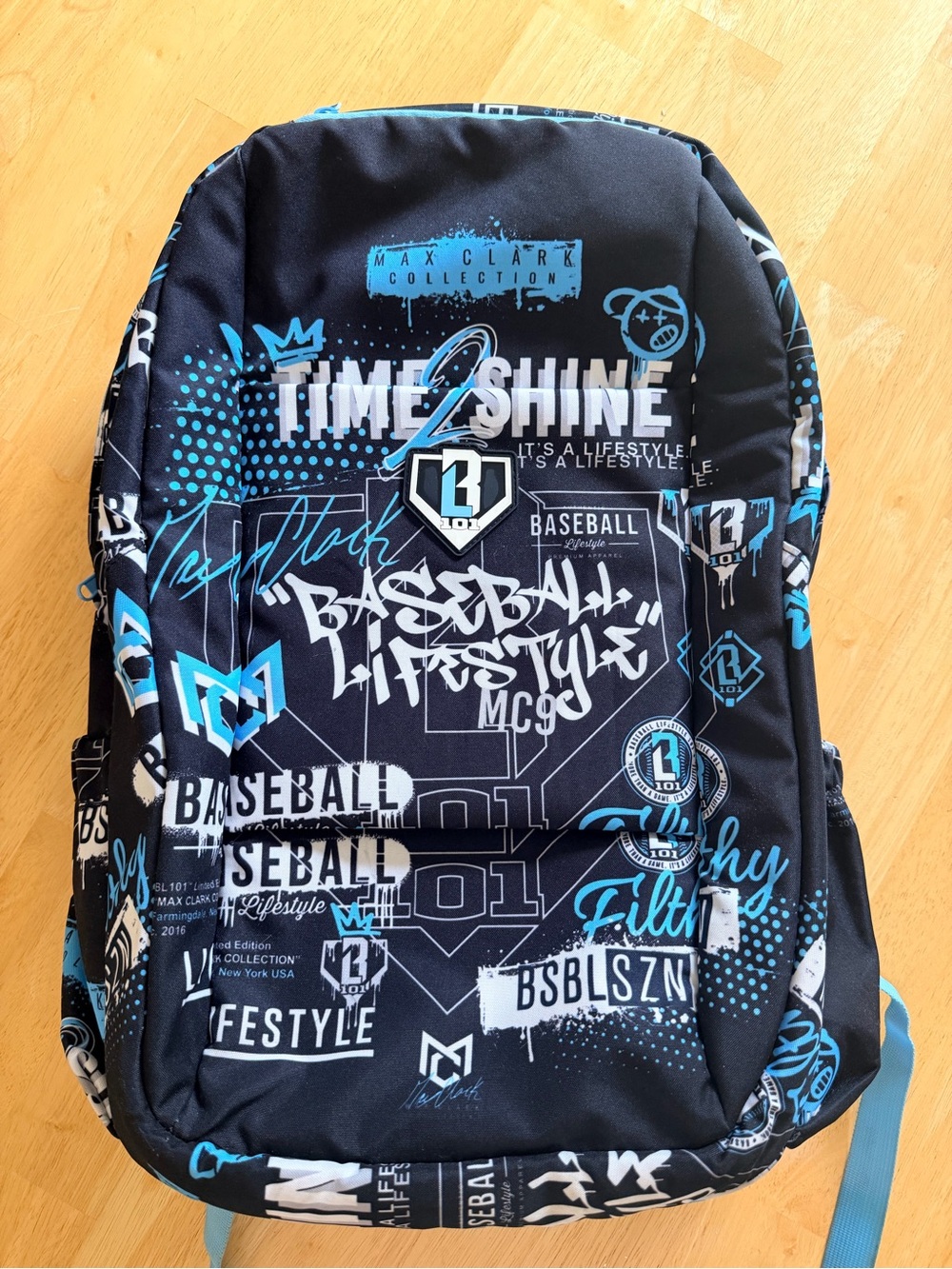 Baseball Lifestyle 101 Time2Shine Black & Blue Backpack